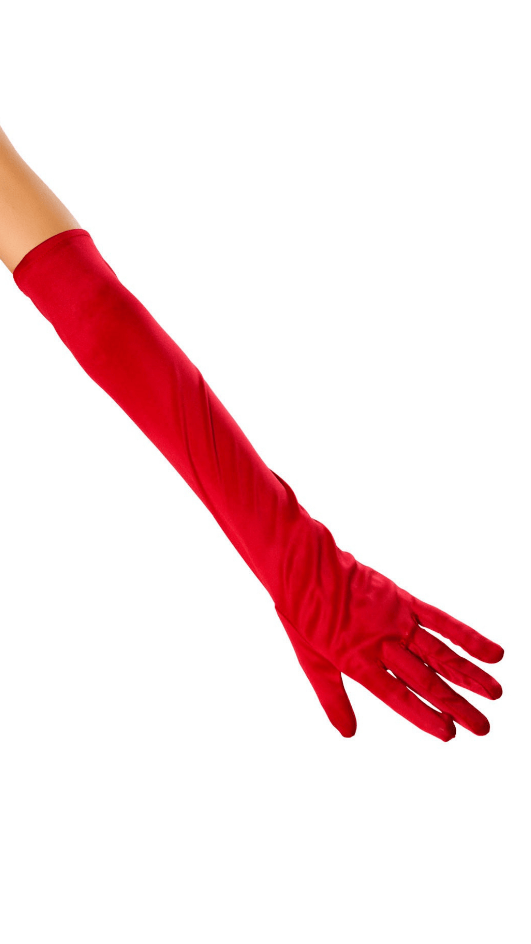  Naughty Kitten Clothing (4 Colours) Stretch Satin Gloves Red Front View Halloween Costume Accessories