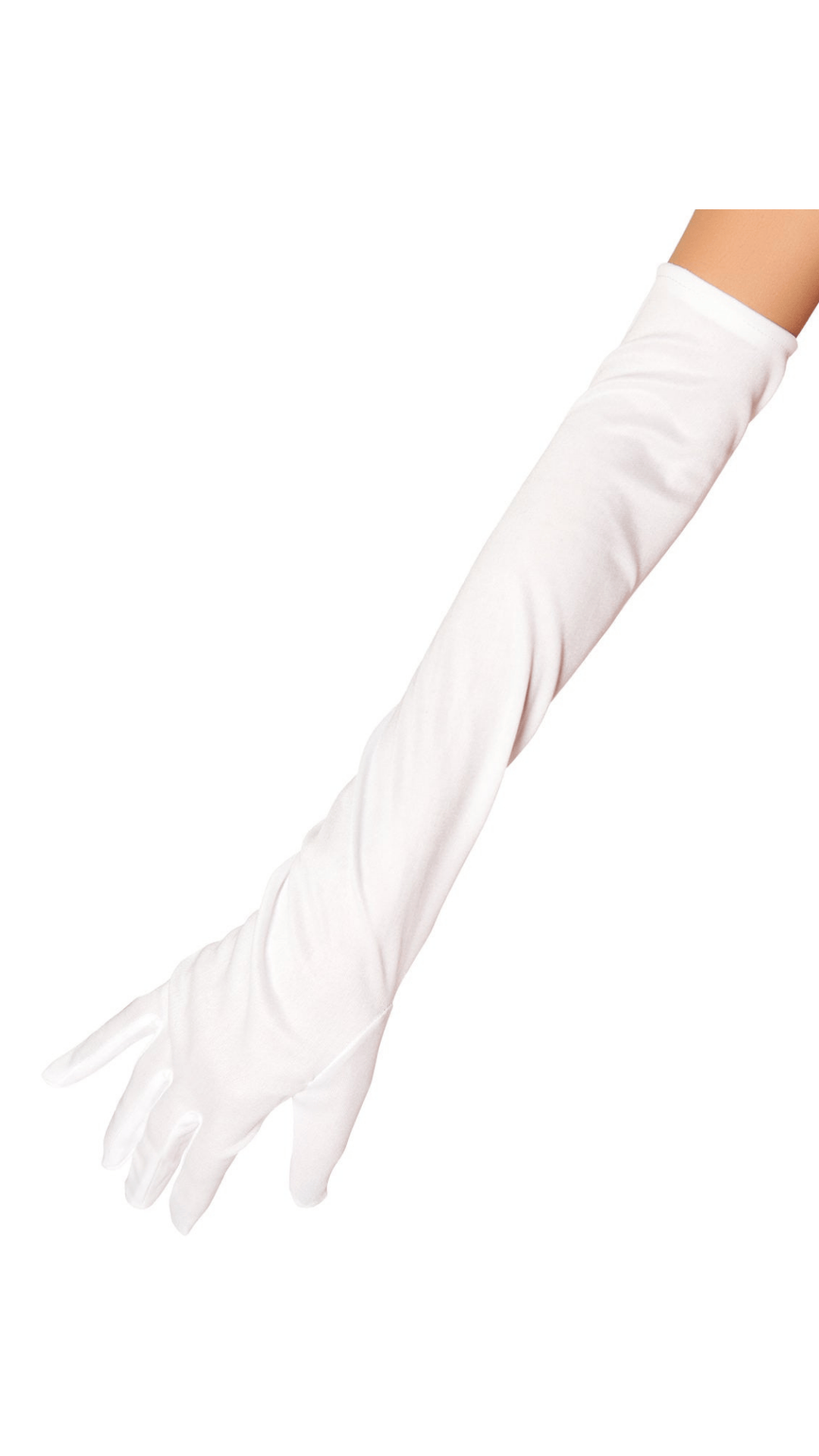  Naughty Kitten Clothing (4 Colours) Stretch Satin Gloves White Front View Halloween Costume Accessories