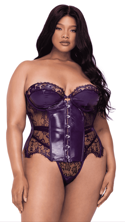 Naughty Kitten Clothing Sugar Plum 2-Piece Bustier Set Front View Plus Size Lingerie