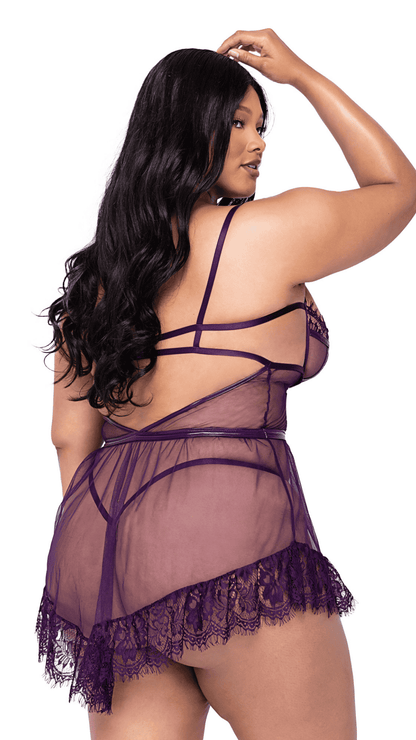 Naughty Kitten Clothing Sugar Plum 2-Piece High Waisted Set - Plus Size Rear View Plus Size Lingerie