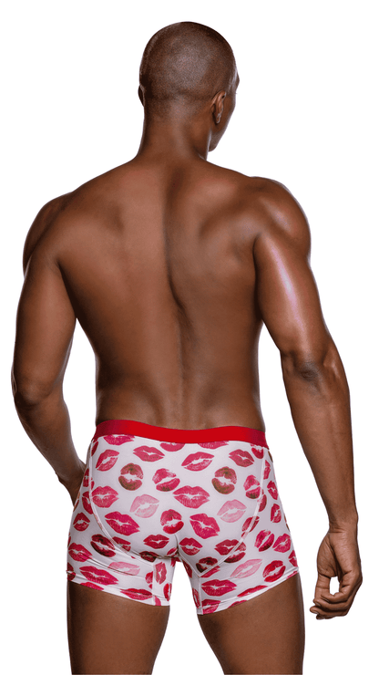Sweet Smooch Boxer Briefs – soft modal knit men’s boxer briefs with “Kiss Me” logo elastic waistband, back view