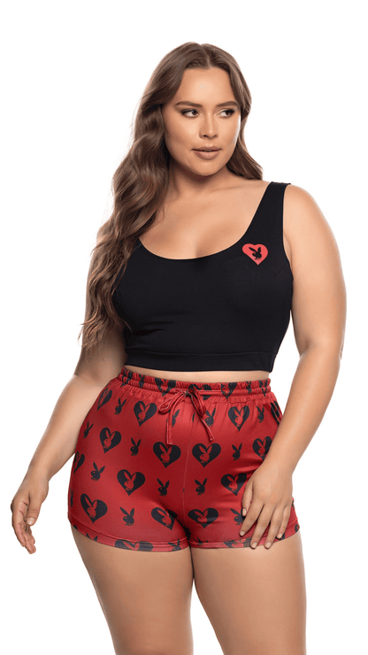 Naughty Kitten Clothing Sweetheart Bunny Lounge Short Set Front View Sleepwear Plus Size