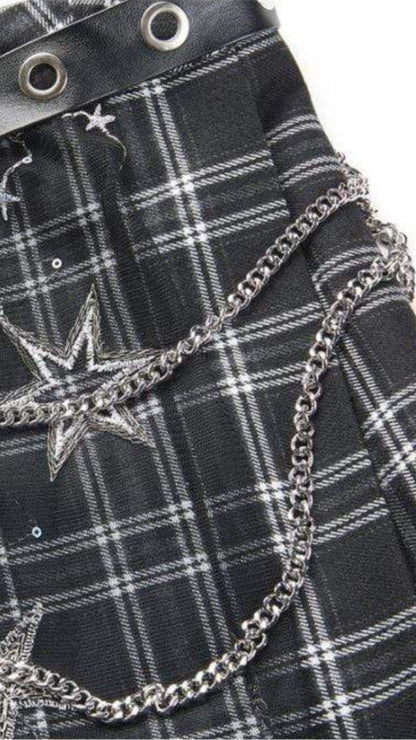 Naughty Kitten Clothing  Tartan & Starr Punk Skirt  Close Up View Gothic Alternative Women's fashion