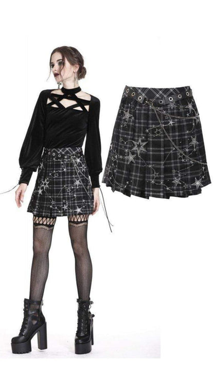 Naughty Kitten Clothing  Tartan & Starr Punk Skirt  Front View Gothic Alternative Women's fashion