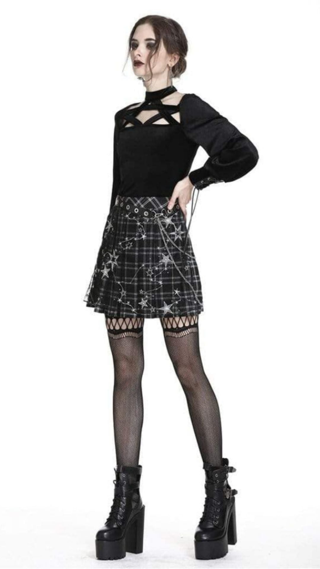 Naughty Kitten Clothing  Tartan & Starr Punk Skirt  Side View Gothic Alternative Women's fashion