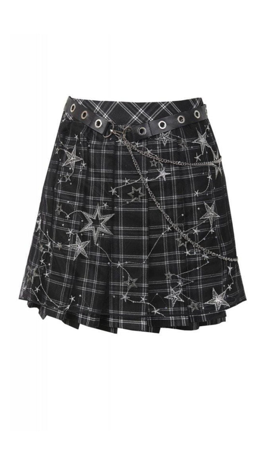 Naughty Kitten Clothing  Tartan & Starr Punk Skirt  Front View Gothic Alternative Women's fashion