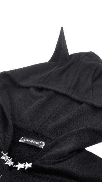 Naughty Kitten Clothing The Midnight Mischief Bat Hoodie Front View Women's Alternative Gothic Wear