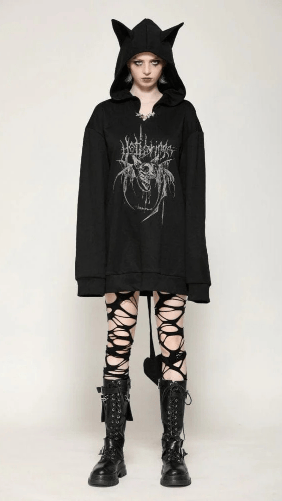 Naughty Kitten Clothing The Midnight Mischief Bat Hoodie Front View Women's Alternative Gothic Wear