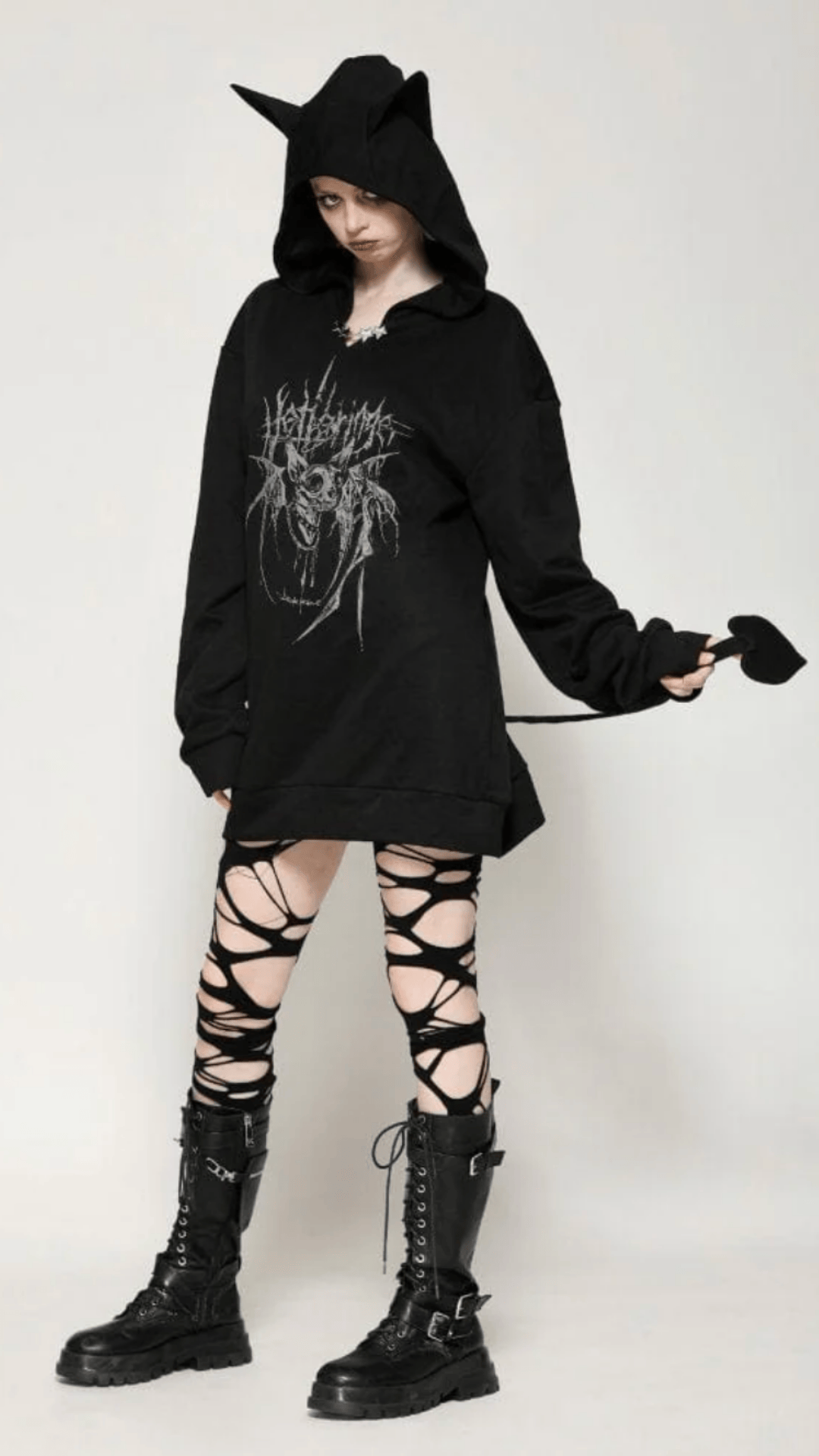 Naughty Kitten Clothing The Midnight Mischief Bat Hoodie Front View Women's Alternative Gothic Wear