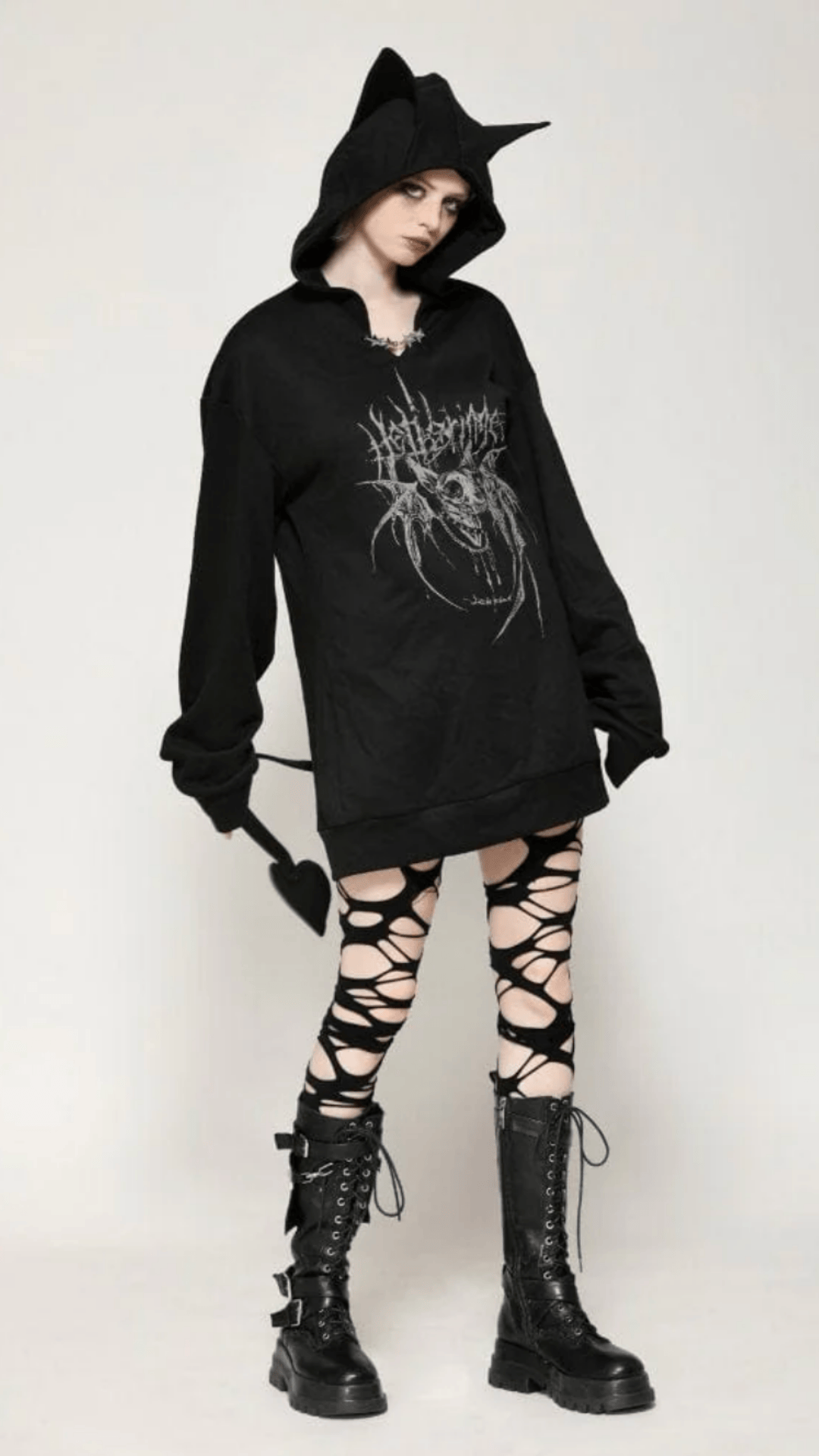 Naughty Kitten Clothing The Midnight Mischief Bat Hoodie Front View Women's Alternative Gothic Wear
