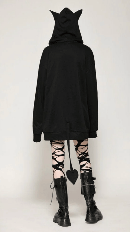 Naughty Kitten Clothing The Midnight Mischief Bat Hoodie Rear View Women's Alternative Gothic Wear