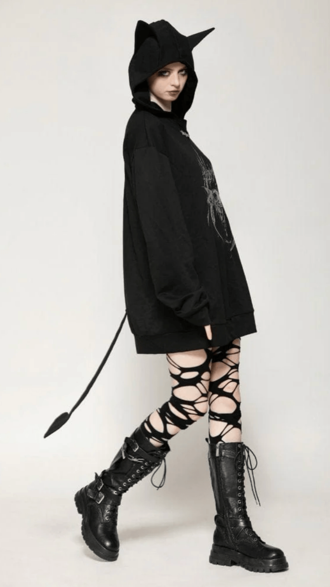 Naughty Kitten Clothing The Midnight Mischief Bat Hoodie Side View Women's Alternative Gothic Wear