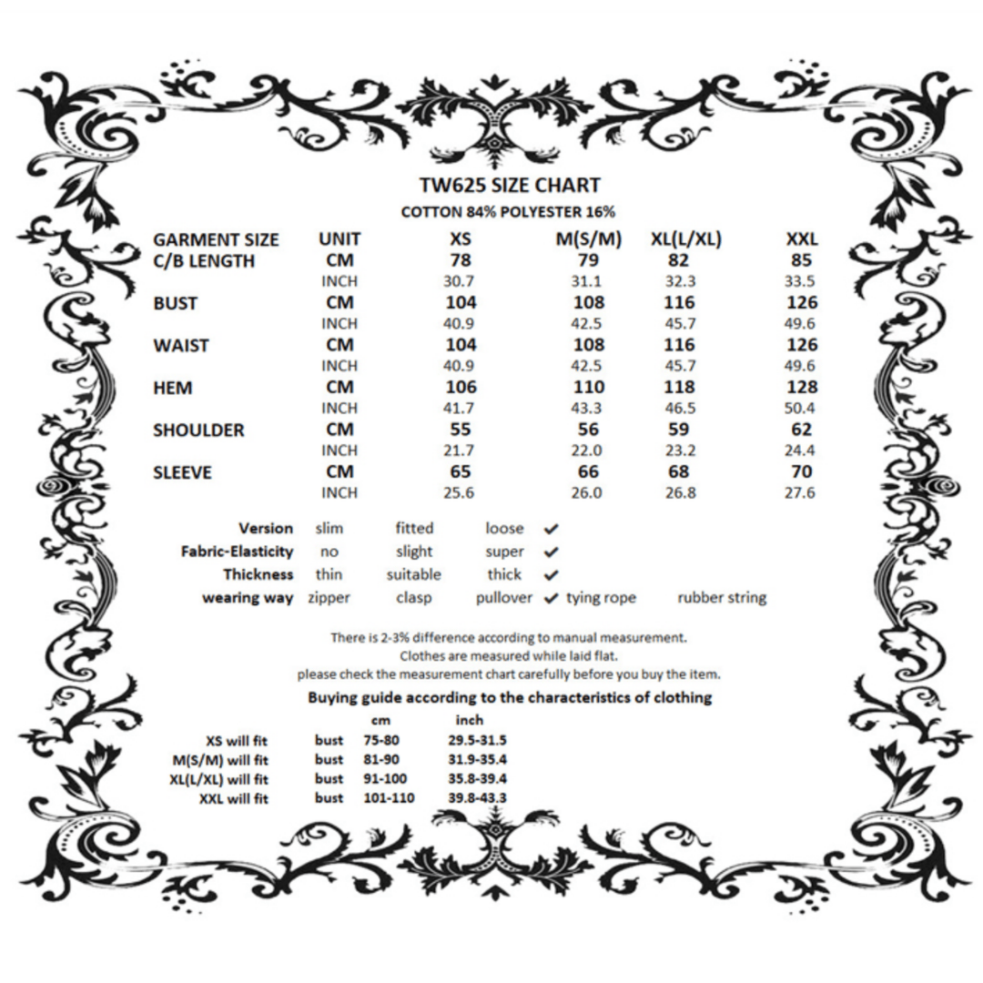 Naughty Kitten Clothing The Midnight Mischief Bat Hoodie  Women's Alternative Gothic Wear Size Chart