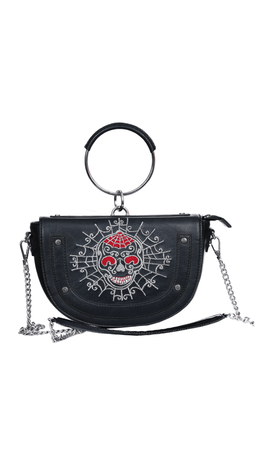 Naughty Kitten Clothing The Bone Collector Bag front View Gothic Alternative Fashion Accessories