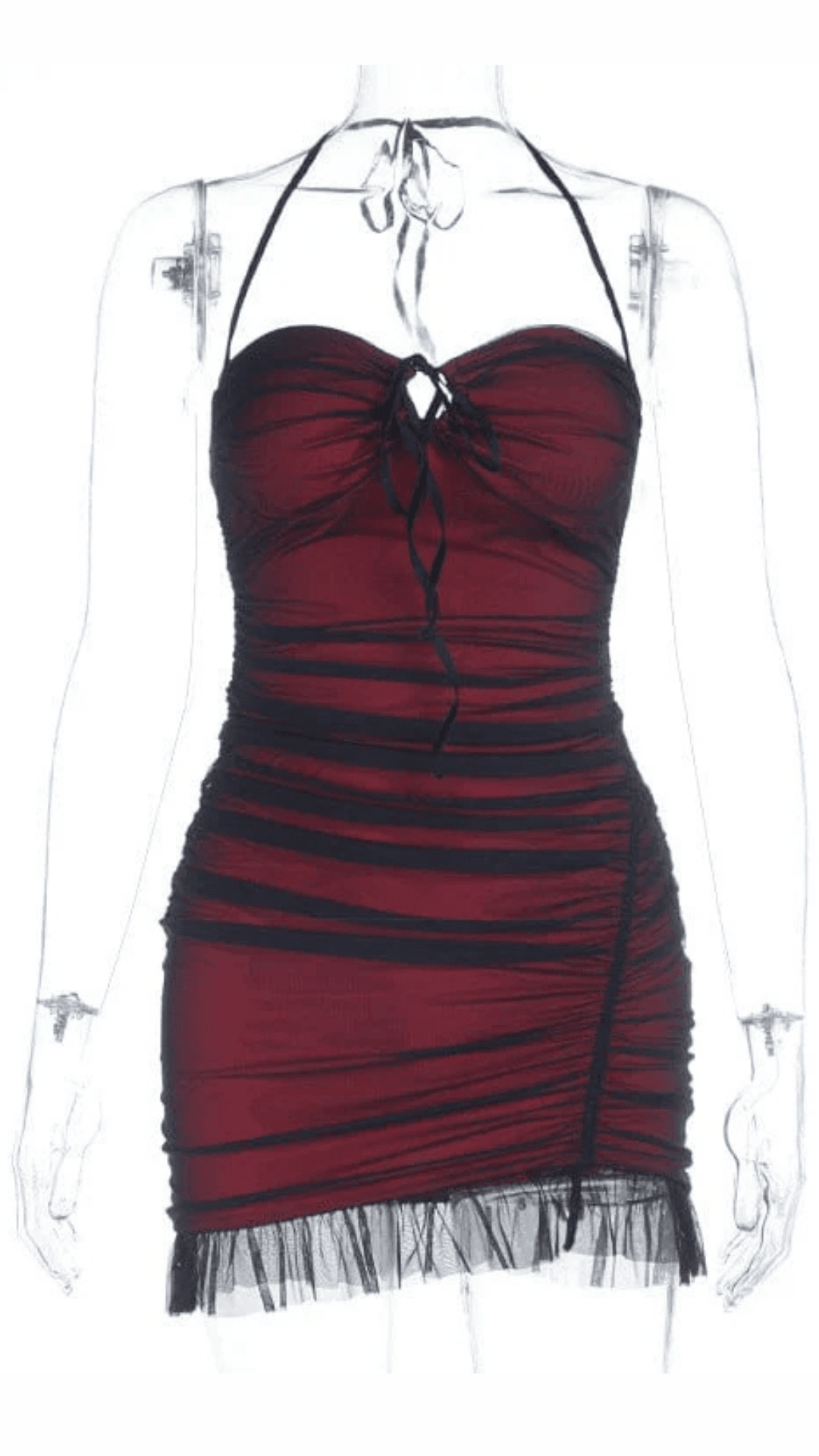 Naughty Kitten Clothing Crimson Obsession Dress Front View Alternative Gothic Women's Dress
