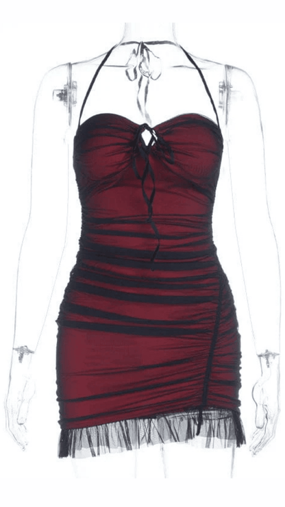 Naughty Kitten Clothing Crimson Obsession Dress Front View Alternative Gothic Women's Dress