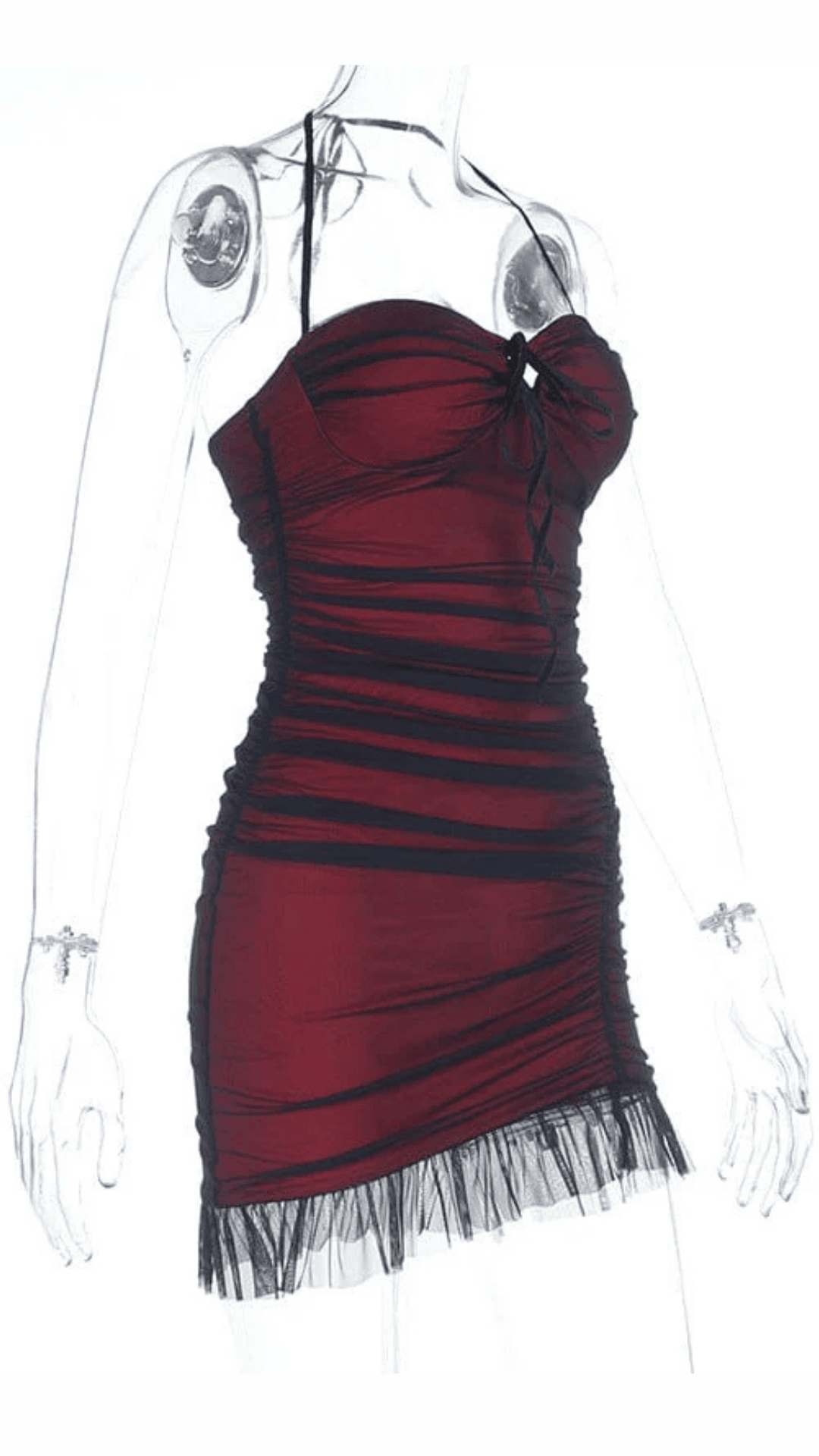 cNaughty Kitten Clothing Crimson Obsession Dress Side View Alternative Gothic Women's Dress