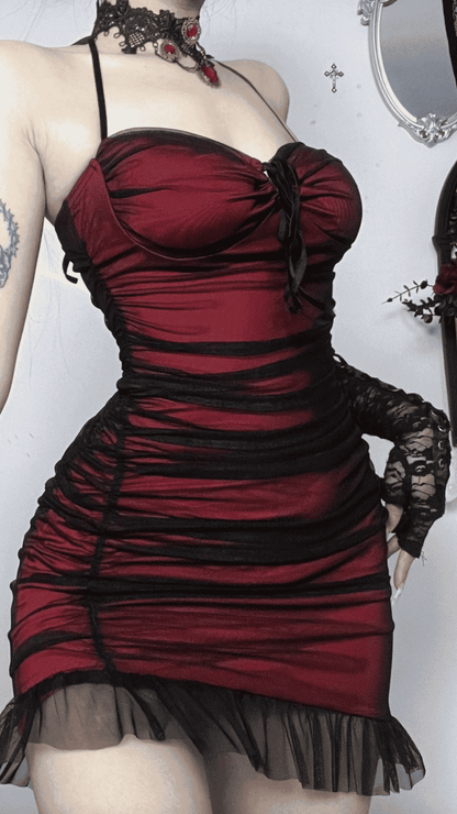Naughty Kitten Clothing Crimson Obsession Dress Side View Alternative Gothic Women's Dress