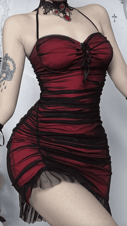 Naughty Kitten Clothing Crimson Obsession Dress Front View Alternative Gothic Women's Dress