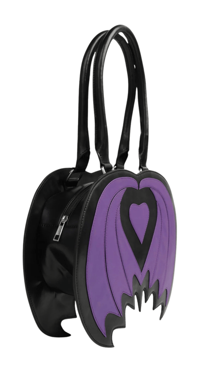 Naughty Kitten Clothing The Purple Bat Wing Bag Side View Alternate Gothic Fashion Accessories