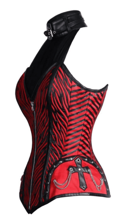 Naughty Kitten Tigress Halter Cross Corset Side View