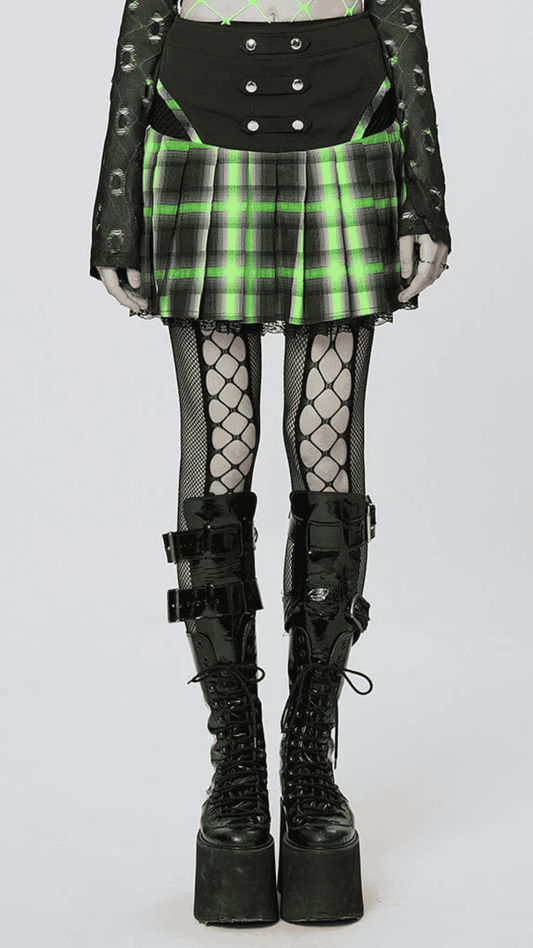 Naughty Kitten Clothing Toxic Kitten Plaid Skirt Front View Gothic Alternative Women's Wear