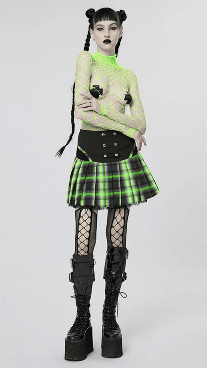 Naughty Kitten Clothing Toxic Kitten Plaid Skirt Front View Gothic Alternative Women's Wear