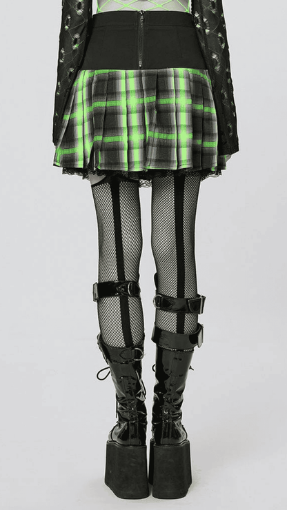 Naughty Kitten Clothing Toxic Kitten Plaid Skirt Rear View Gothic Alternative Women's Wear