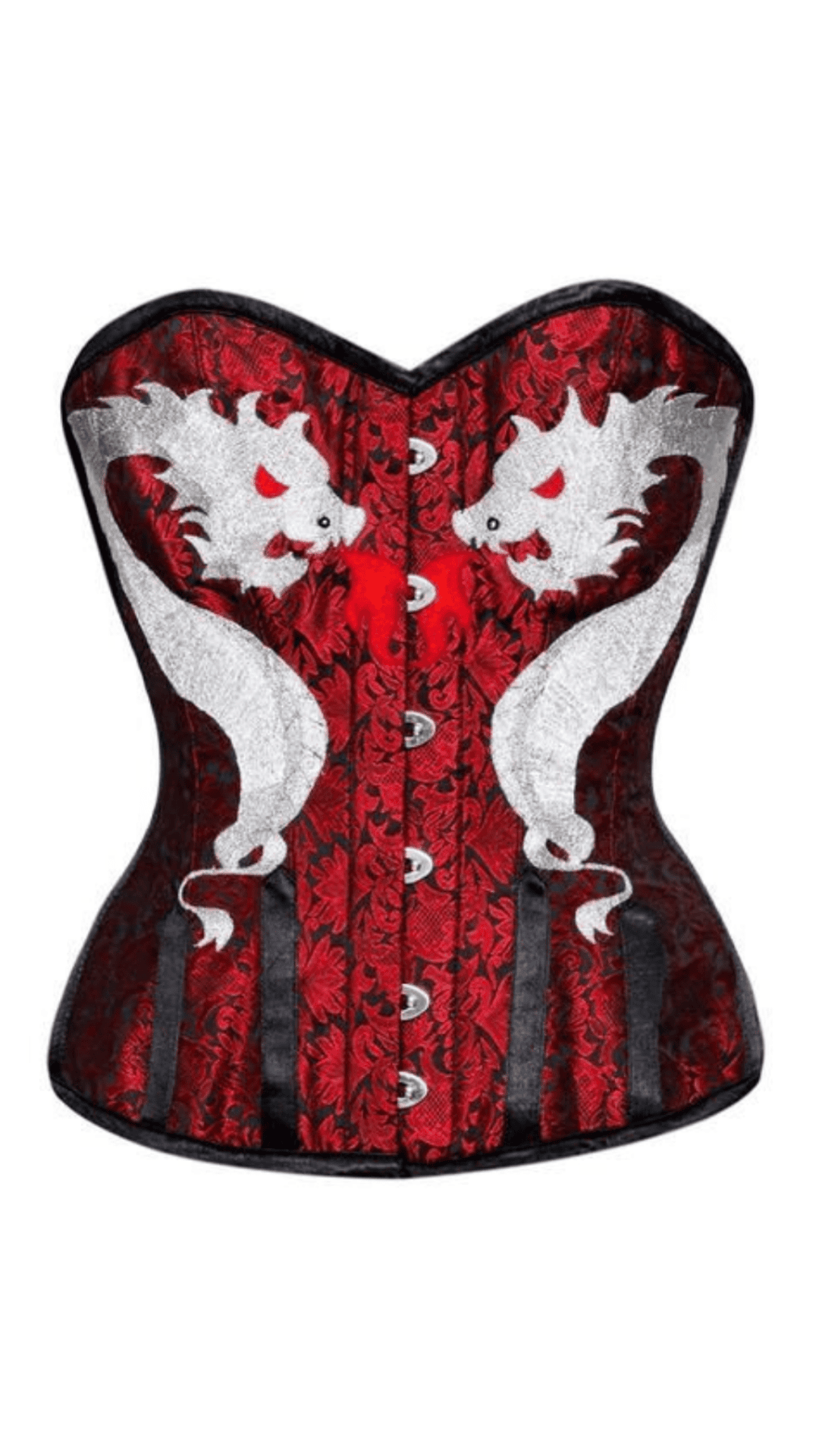 Naughty Kitten Trinity White Dragon Corset Front View