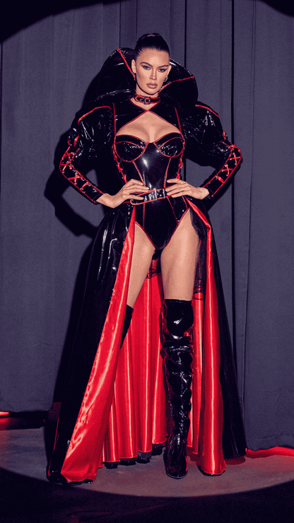 Naughty Kitten Clothing Underworld Evil Queen Costume Front View Model Halloween Costume