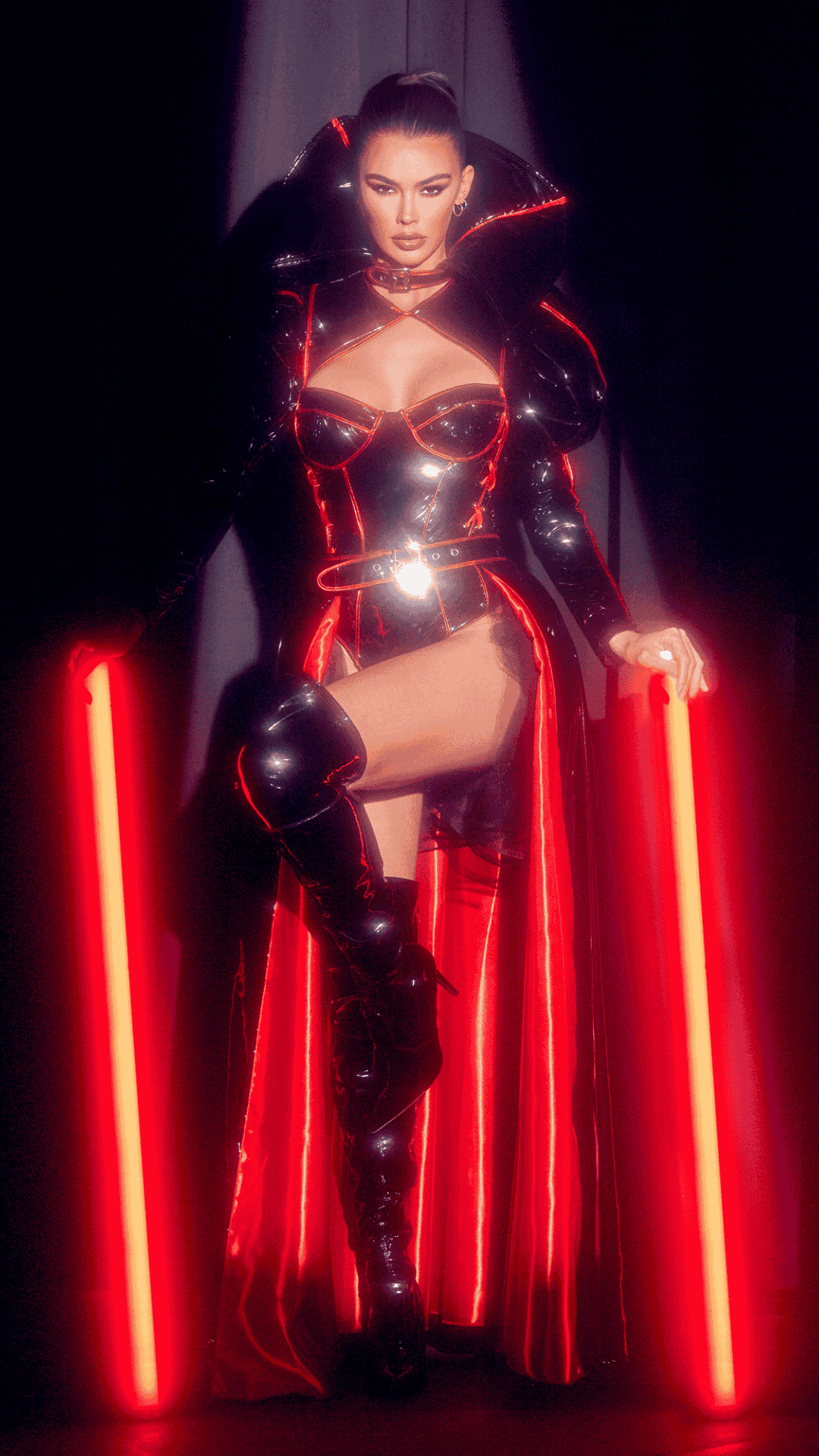 Naughty Kitten Clothing Underworld Evil Queen Costume Front View Model Halloween Costume