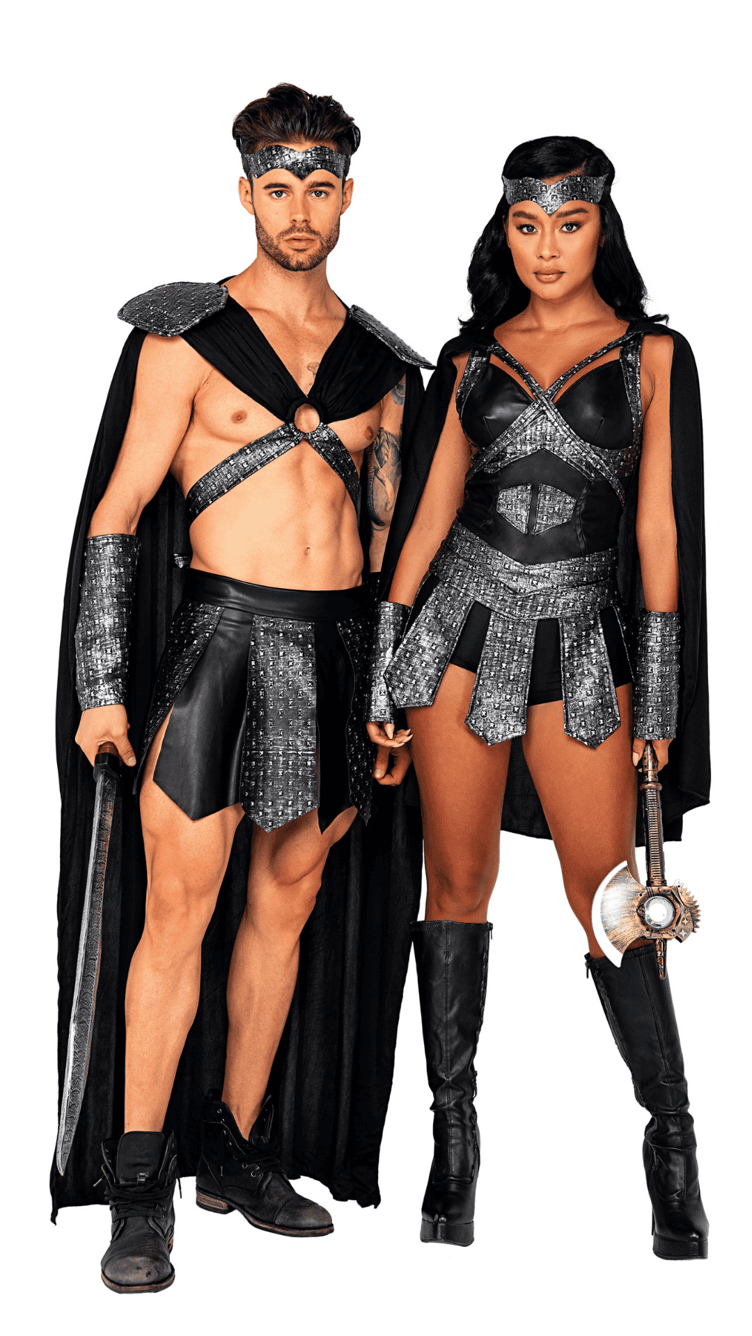 Naughty Kitten Clothing Valiant Gladiator Costume Front View Halloween Couple lCostume