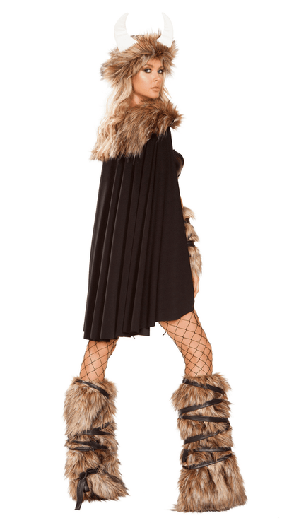 Naughty Kitten Viking Warrior Costume Rear View Women's Halloween Costume