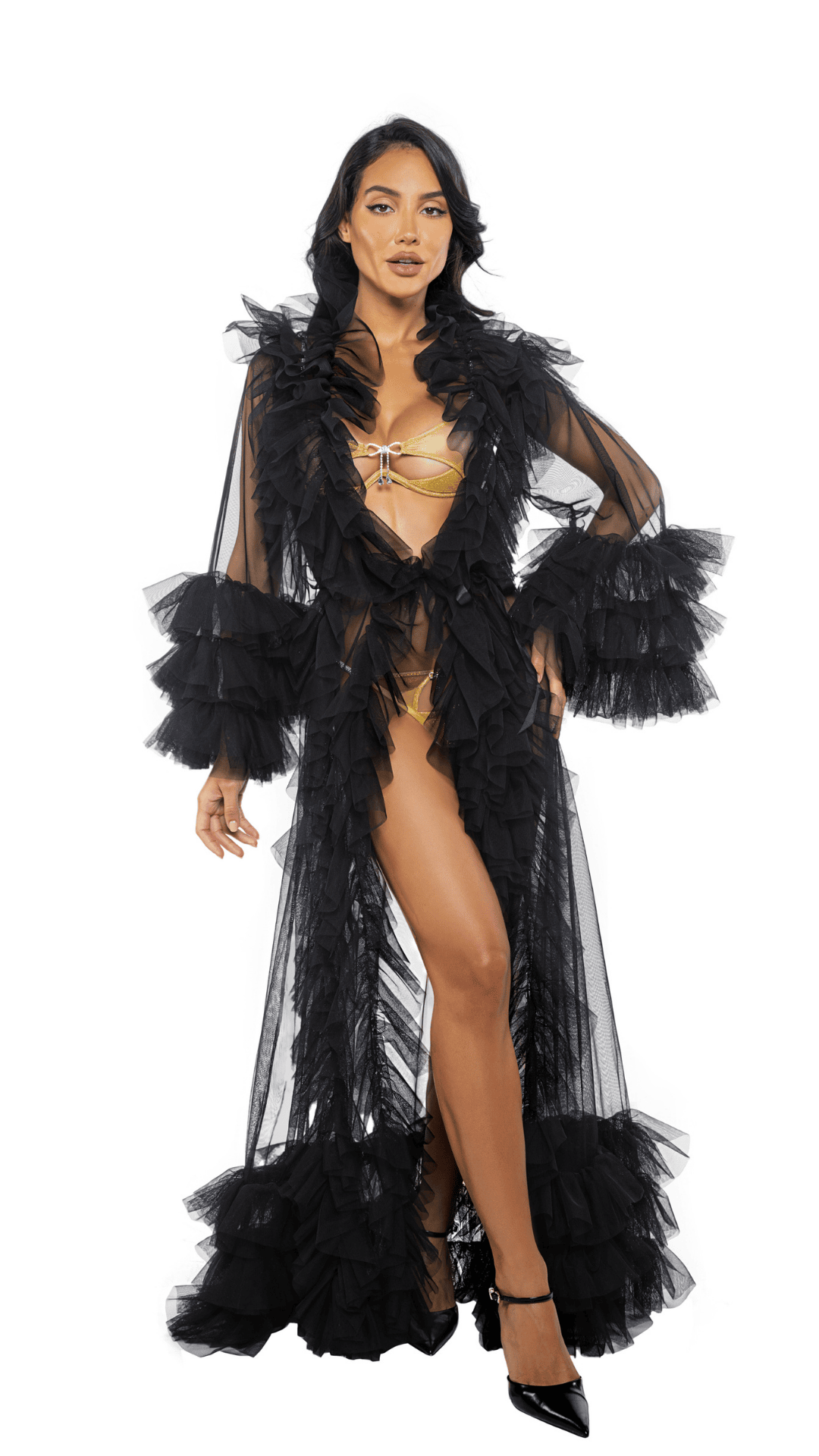 Naughty Kitten Clothing Voguish Glam Luxury Robe Front View Lingerie