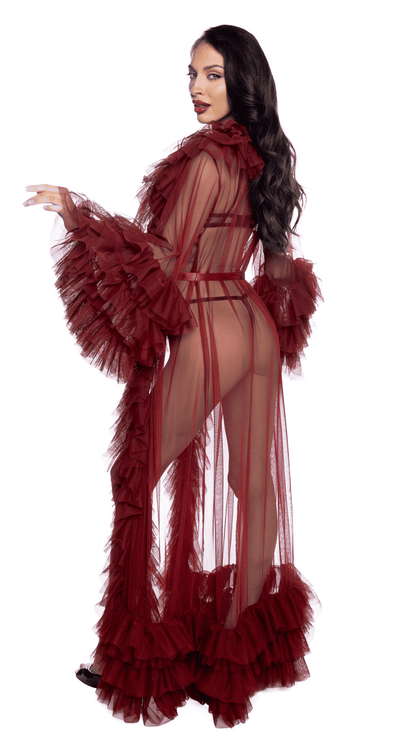 Naughty Kitten Clothing Voguish Glam Luxury Robe Rear View Merlot Women's Lingerie 