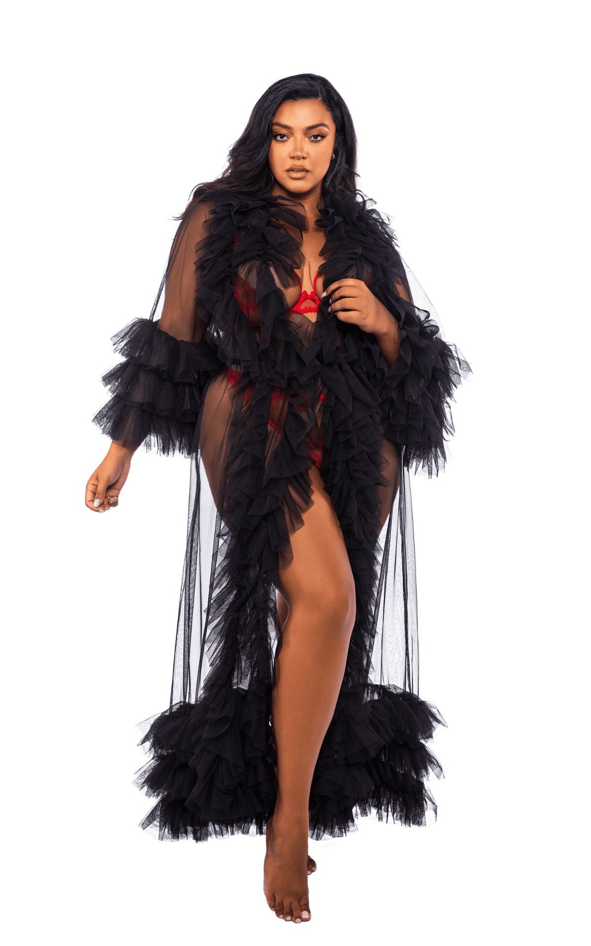 Naughty Kitten Clothing Voguish Glam Luxury Robe Front View Lingerie