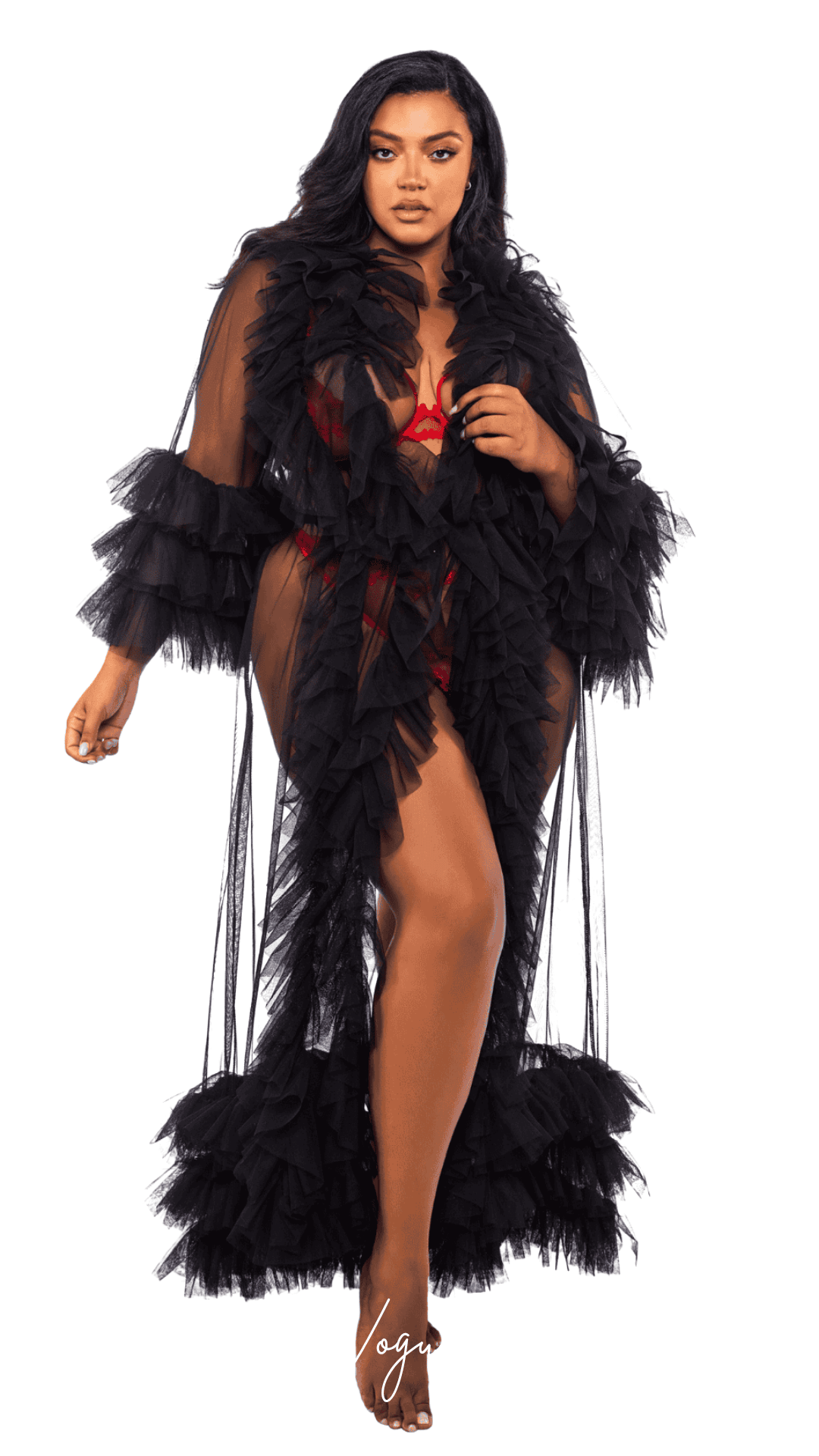 Naughty Kitten Clothing Voguish Glam Luxury Robe Front View Lingerie Plus Size 