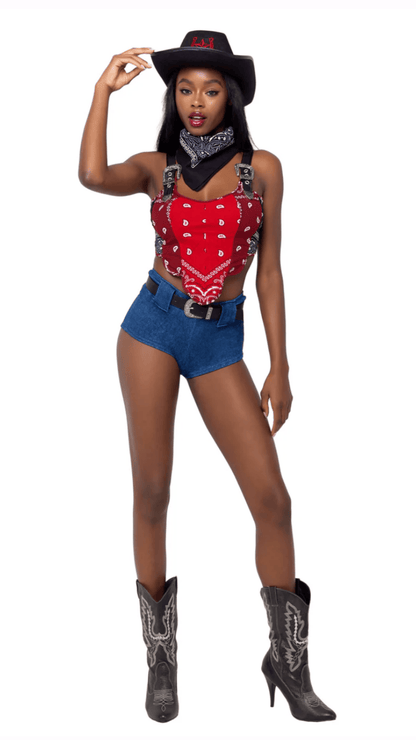 Naughty Kitten Clothing Western Cowgirl Costume Front View Halloween Costume