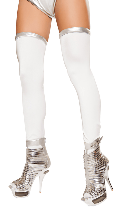 Naughty Kitten Costume Accessories White/Silver Space Commander Leggings Front View