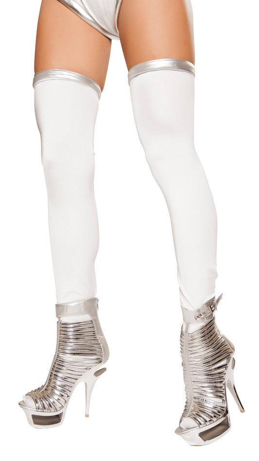 Naughty Kitten Costume Accessories White/Silver Space Commander Leggings Front View