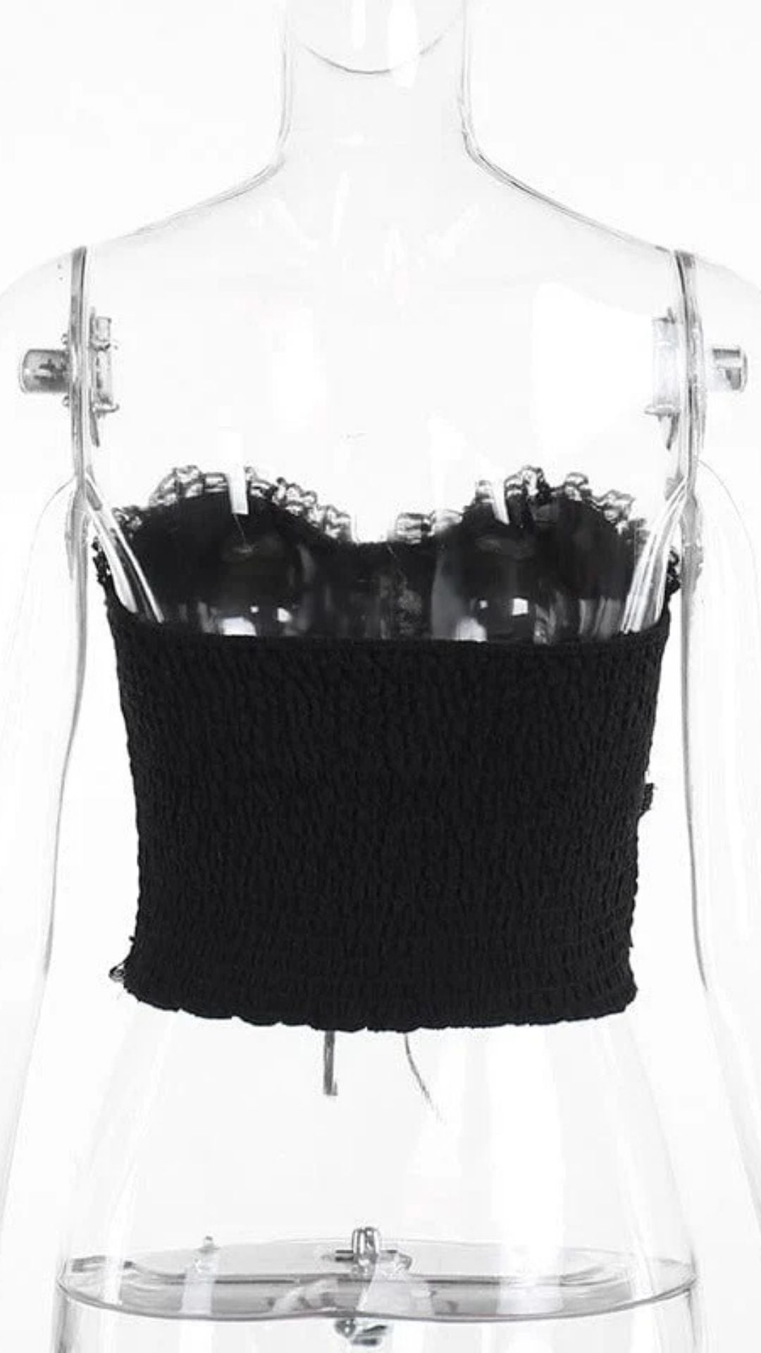 Naughty Kitten Clothing Women's Gothic Cross Chain Lace Bustier Rear View Alternative Gothic Women's Fashion