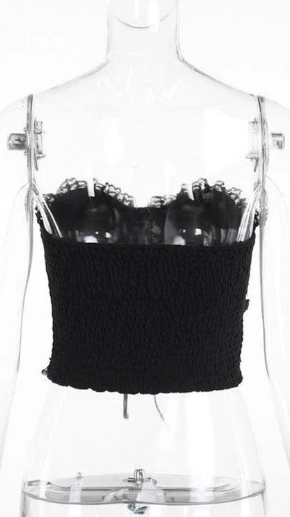 Naughty Kitten Clothing Women's Gothic Cross Chain Lace Bustier Rear View Alternative Gothic Women's Fashion