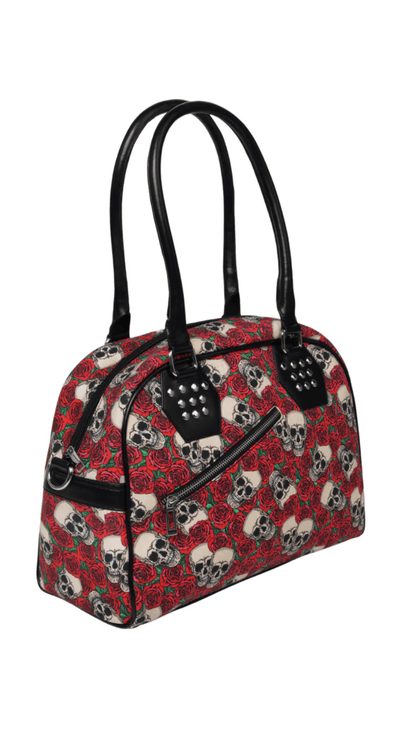 Naughty Kitten Clothing Ziggy Skull and Rose Handbag Side View Handbag Accessories