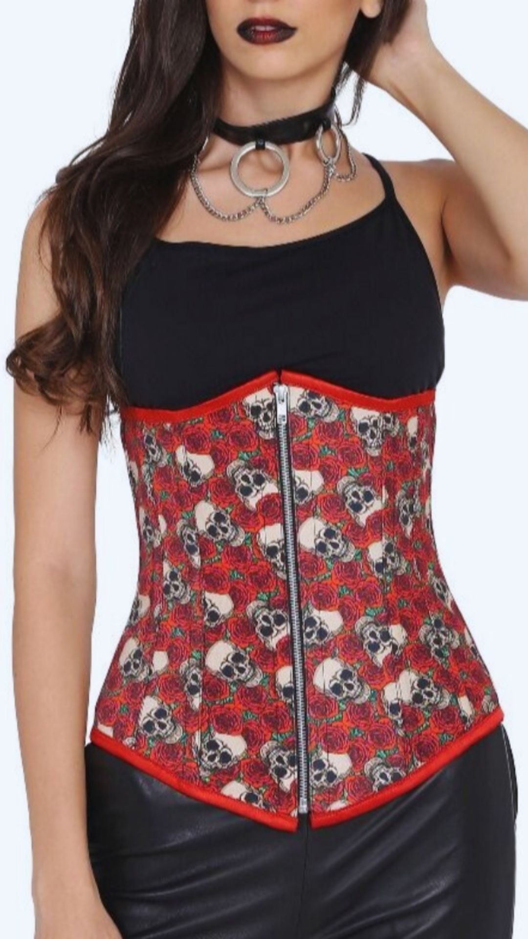 Naughty Kitten Ziggy Skull Under-bust Corset Front View