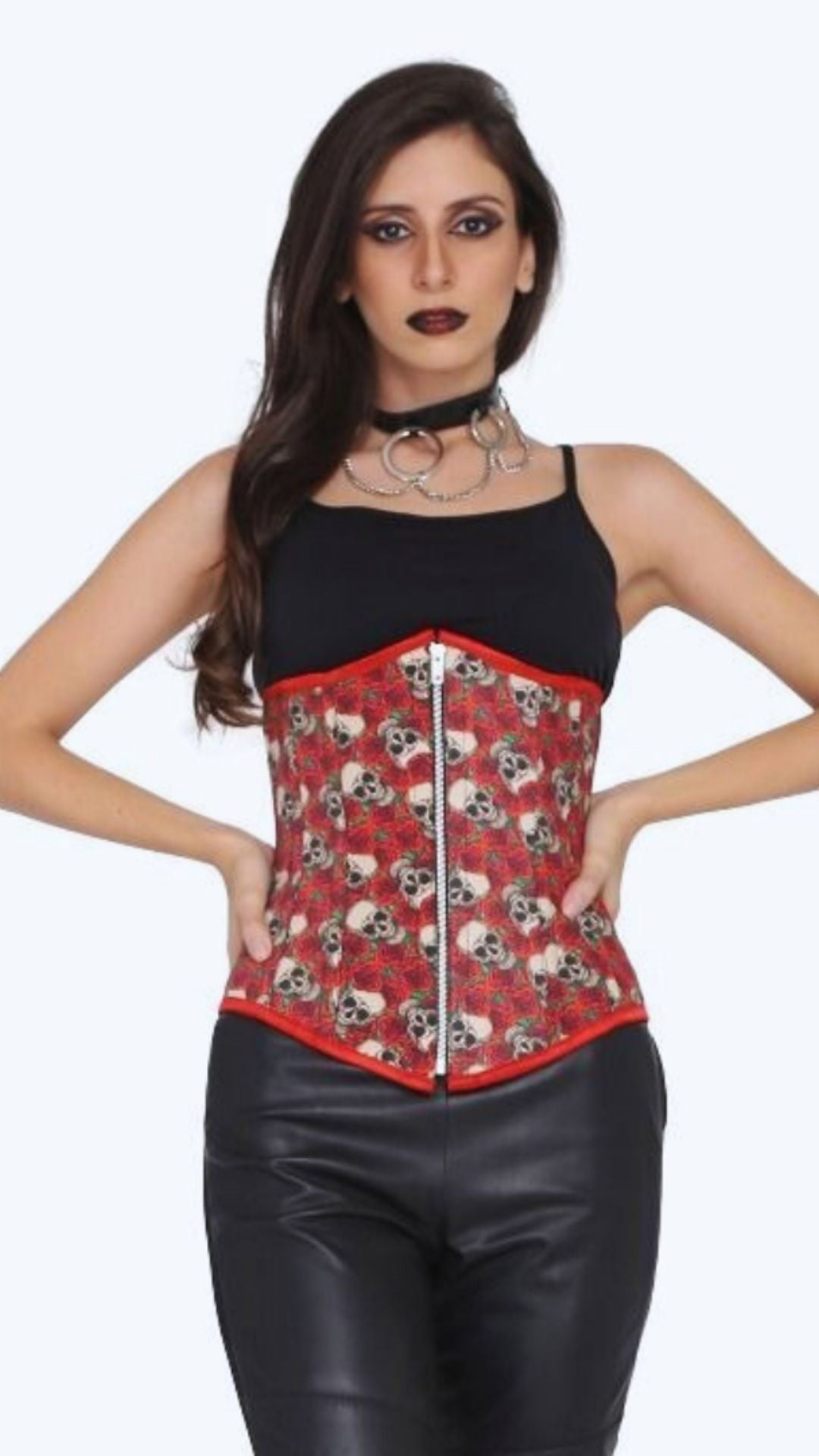 Naughty Kitten Ziggy Skull Under-bust Corset Front View