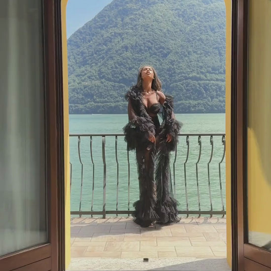 Naughty Kitten Clothing Voguish Glam Luxury Robe Front View Lingerie Video