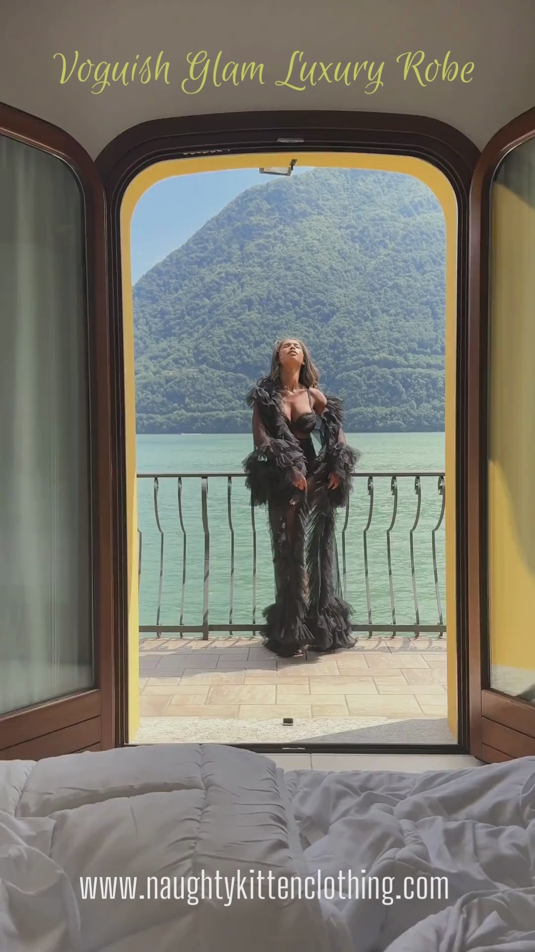 Naughty Kitten Clothing Voguish Glam Luxury Robe Front View Lingerie Video