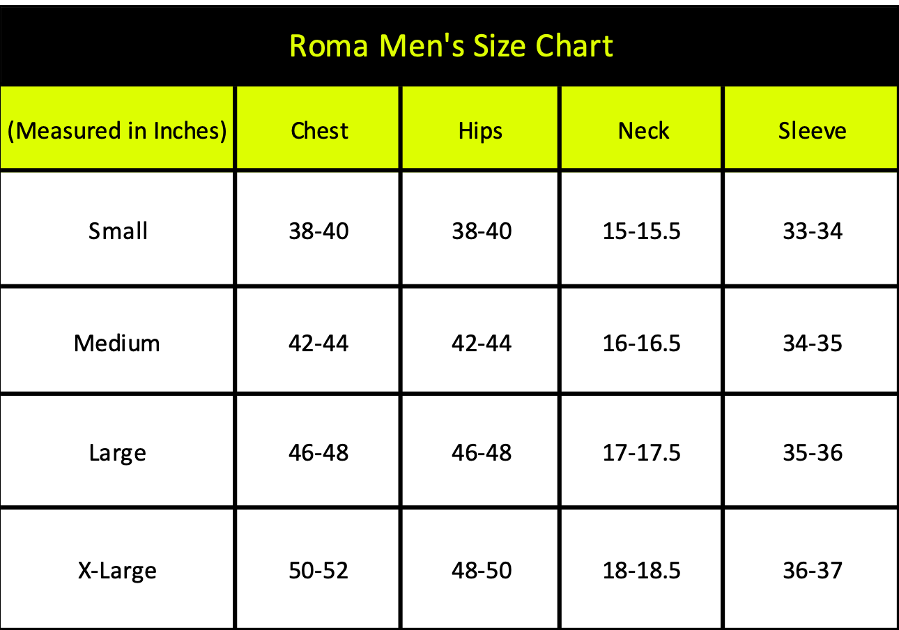 Naughty Kitten Clothing Men's Size Chart