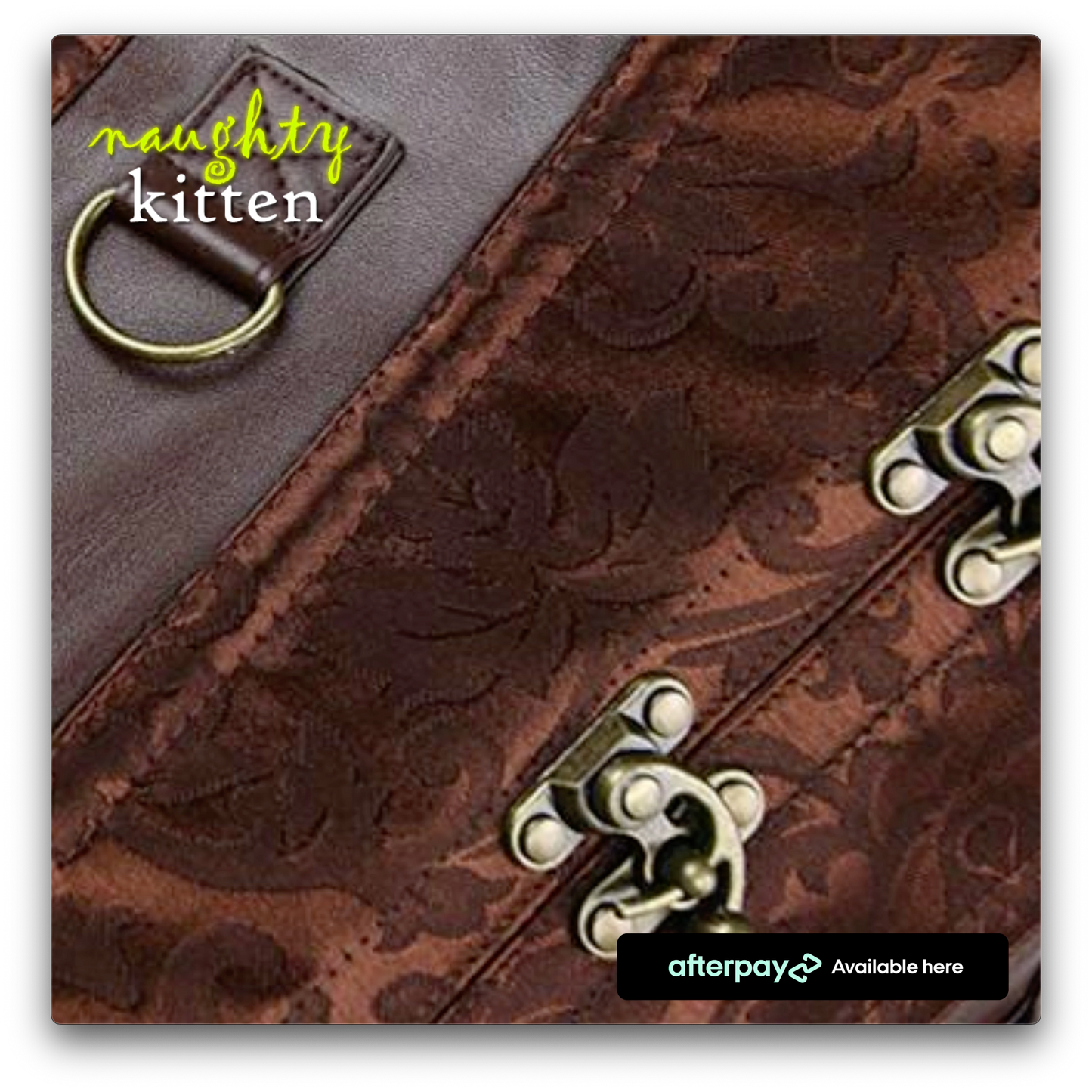 Naughty Kitten Kyra Buckles Full Bodice Corset Clasp Close Up  View
