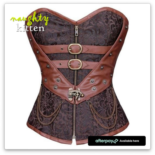 Alessia Steampunk Brocade Corset - Naughty Kitten Clothing